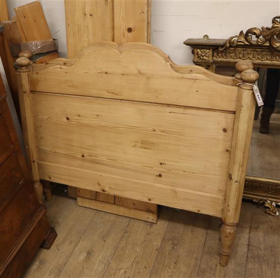 A 19th century Continental pine single bed frame W.100cm